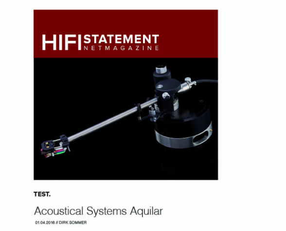 April 2016 - TEST. Aquilar Tonearm, HIFISTATEMENT netmagazine