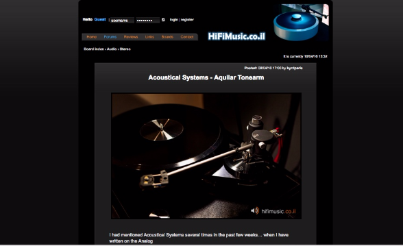 April 2016 - Review Aquilar Tonearm - published by HIFImusic, Israel